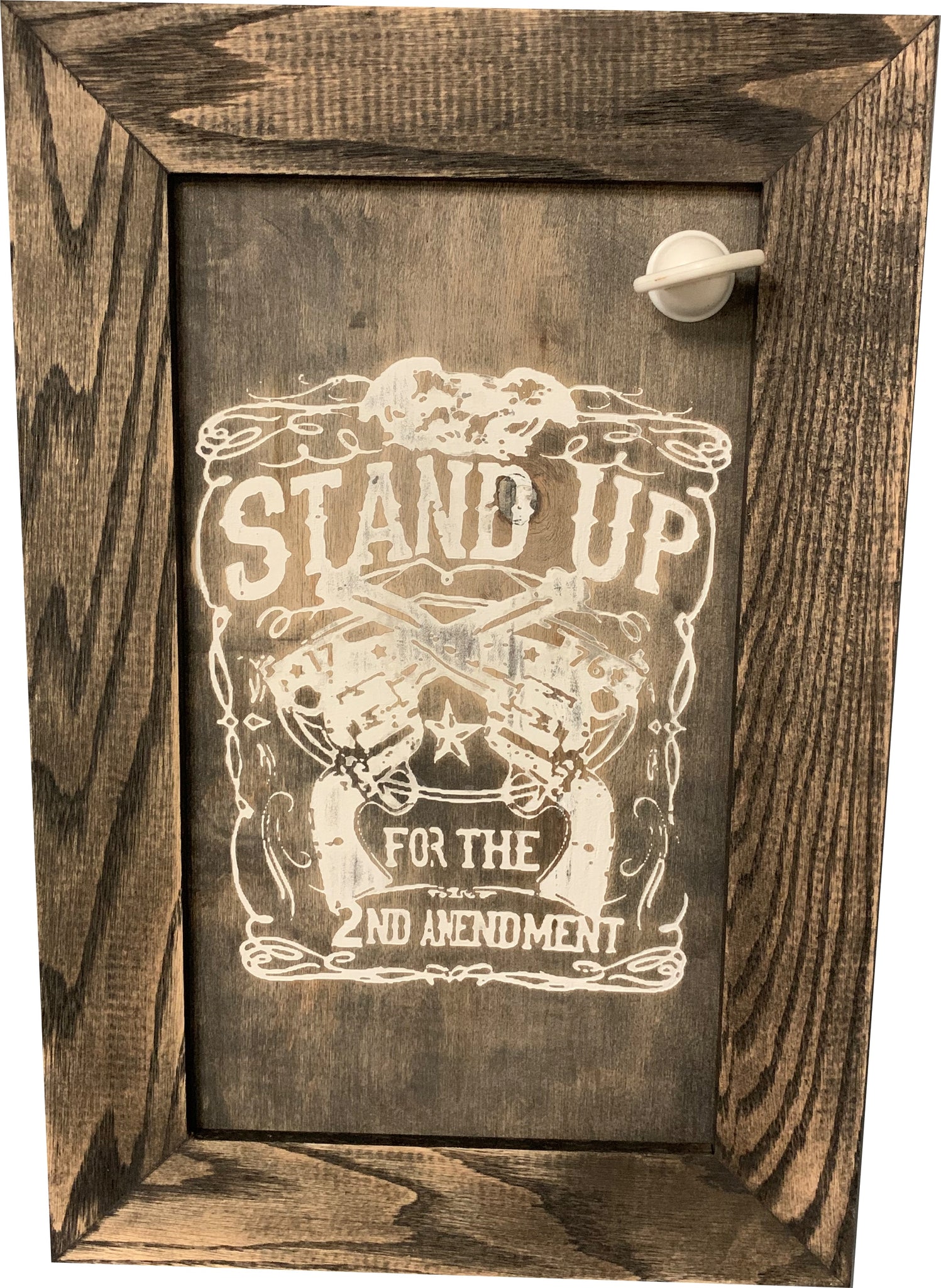 Bellewood Designs 2nd Amendment wood sign with magnetic hidden latch
